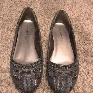 Rampage Pewter Beaded Ballet Flats Size 10